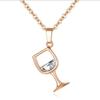 Gold Color Creative Wine Glass Pendant Necklace Zircon Crystal Wine Cup Pendants Women Chokers Clavicle Chains Neck Jewelry Gift