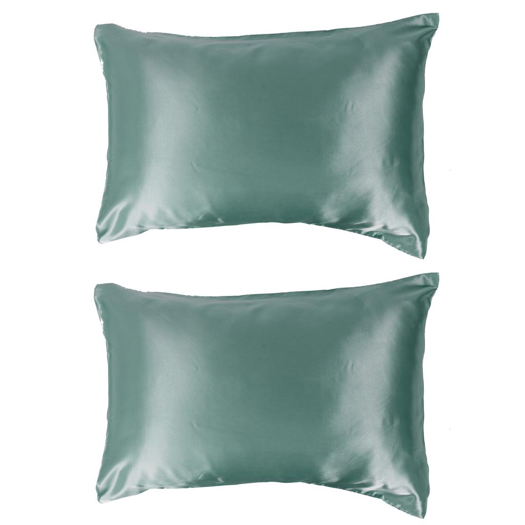 2pcs 75 X 150D Satin Pillowcase Soft Pillow Cover With Envelope Sealed Beddings Vert