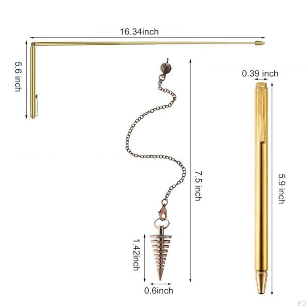 Ensemble de baguettes de sourcier en cuivre rétractable portable pratique pendule paranormal pendentif fortune