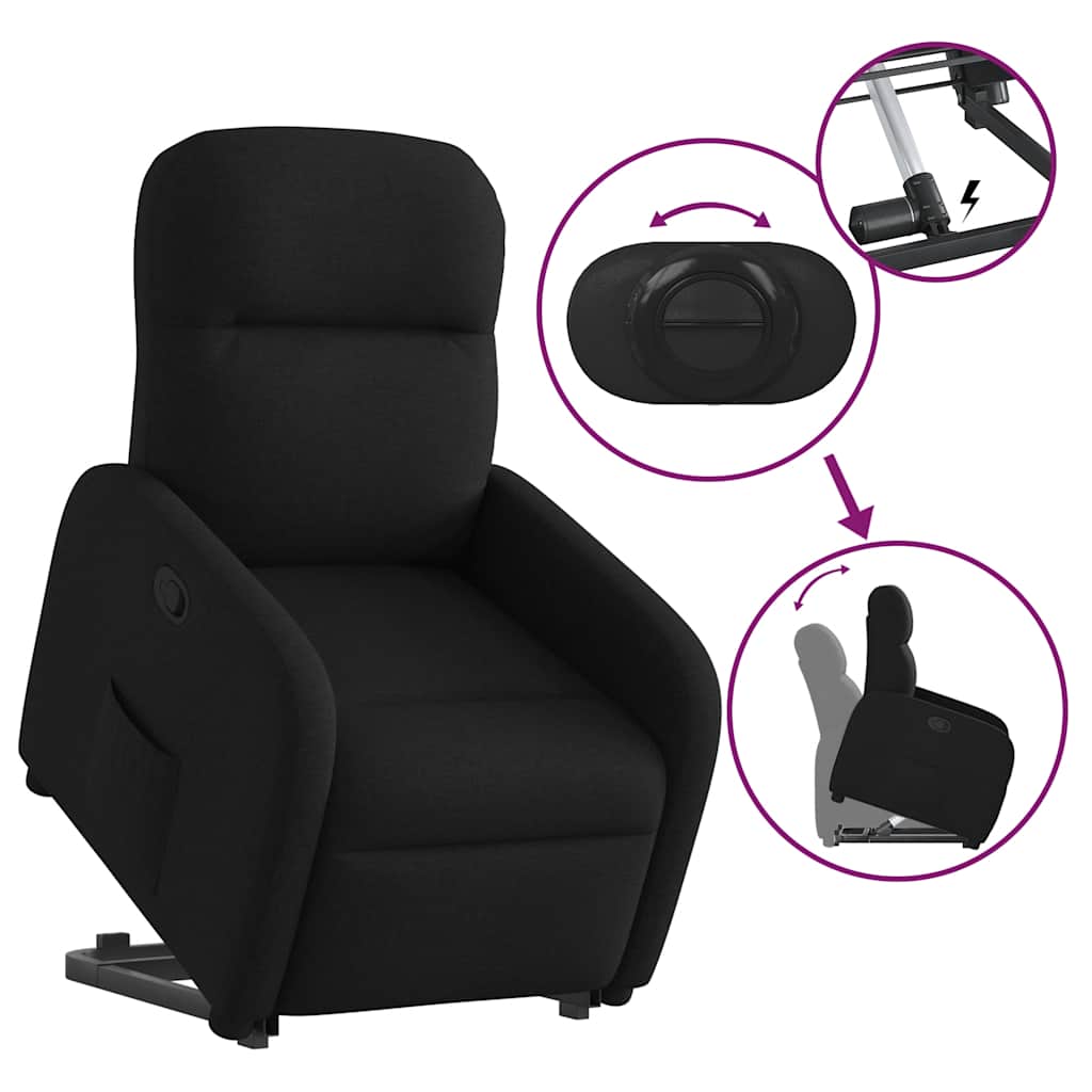 Recliner Chair with Rising Function Black Fabric