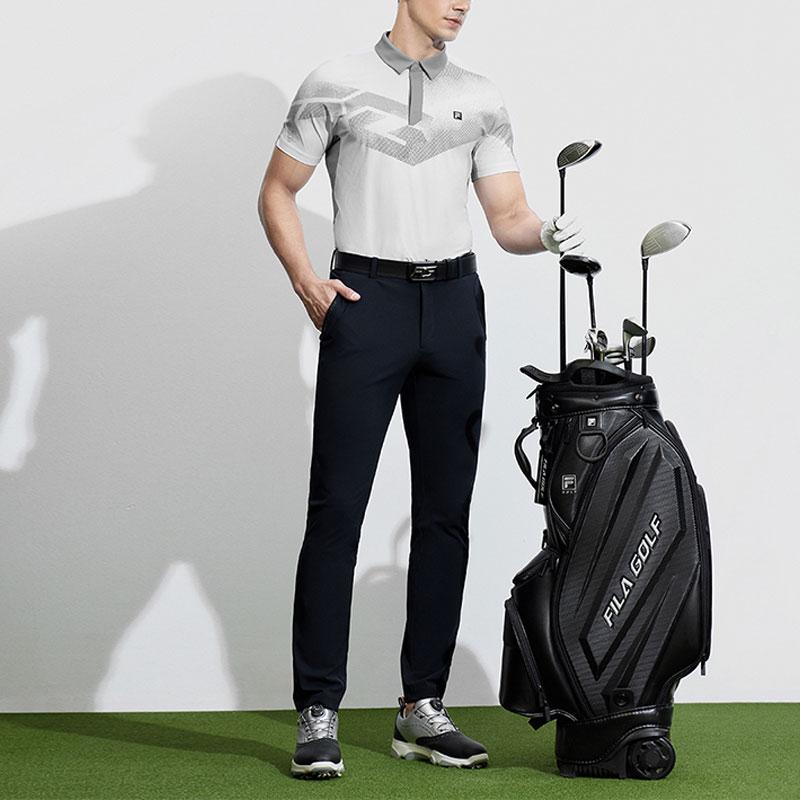 FILA Golf Series Color Block Elite Knitted Short Sleeve Polo Shirt Men Polo Shirts Jade-White A11M415106F-WT