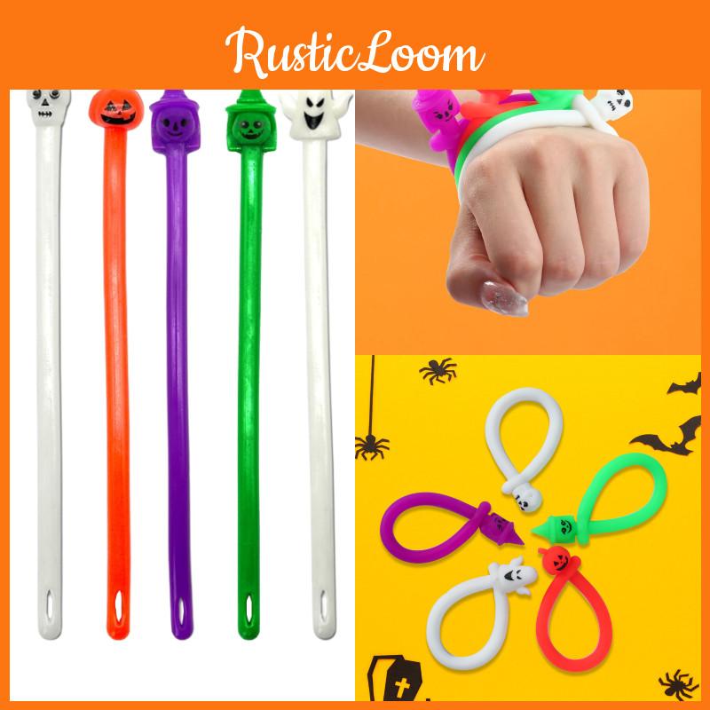 Grenzüberschreitender Bestseller Halloween Verrücktes Tpr Weichgummi Stressabbau Nudel Handarmband Elastisches Seil Spielzeug Hexe Lila 10,5g