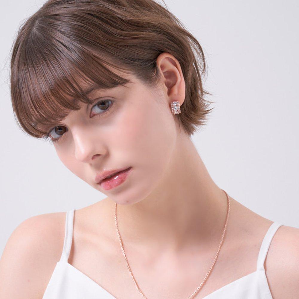 14K Glitz Stone One-Touch Earrings (Gold Pin) Elgpee571