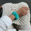 Bohemian Acrylic Bangle Wide Rectangle Elastic Rope Bracelet Irregular Wide Bracelet  Women