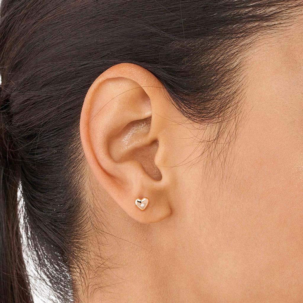 TRUE LOVE Rose Gold Plated Clear Diamond Stud Earrings Lab-Grown