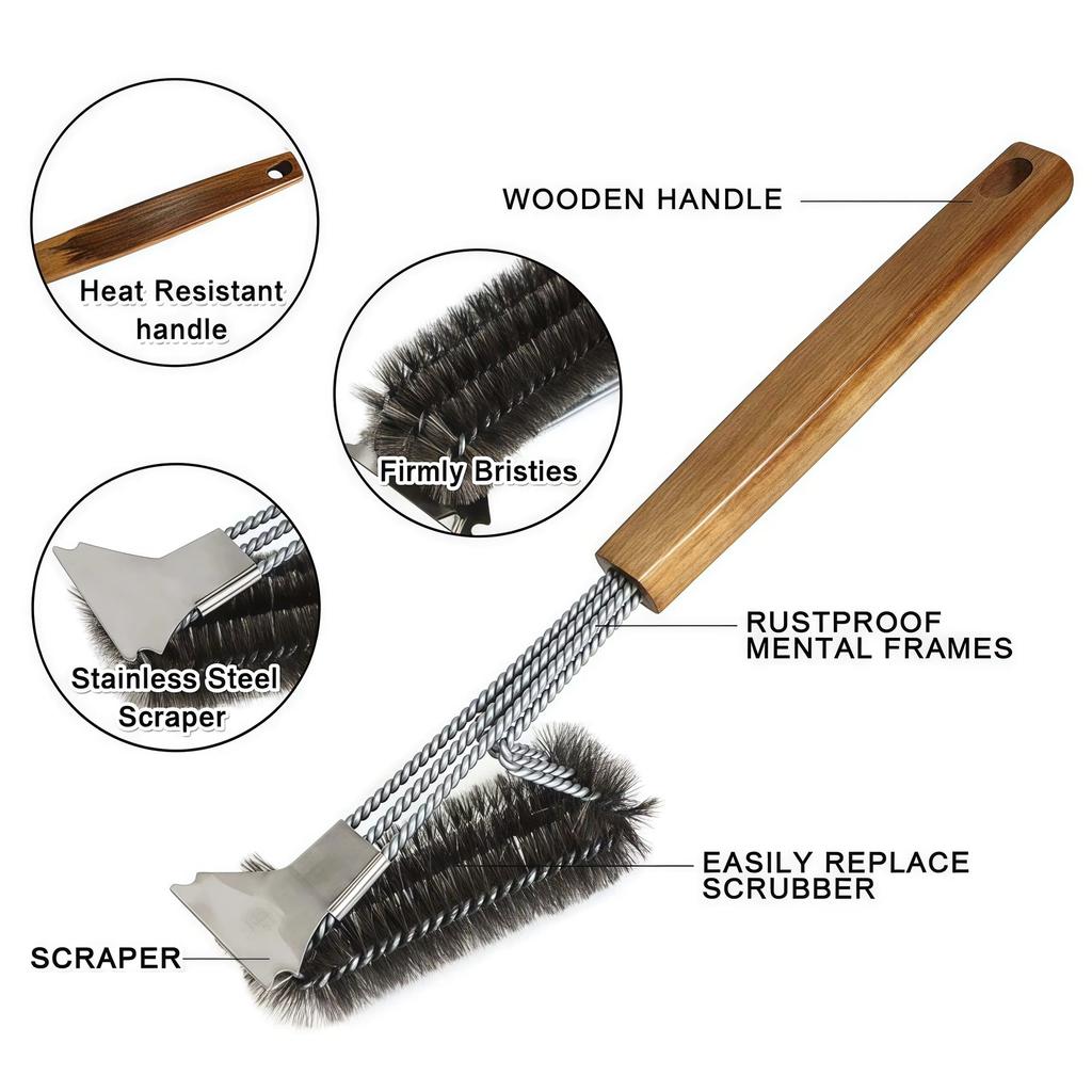 Stainless Steel Wire Brush BBQ Cleaning Brush Oil Brush BBQ Grill Brush BBQ Brush Cleaning Brush BBQ Tools