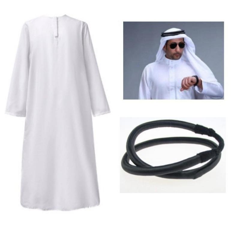 

Ближневосточные богатые костюмы, арабские золотые ожерелья, дубайские богатые белые одеяния, Катар взрослый Хэллоуин 4XL