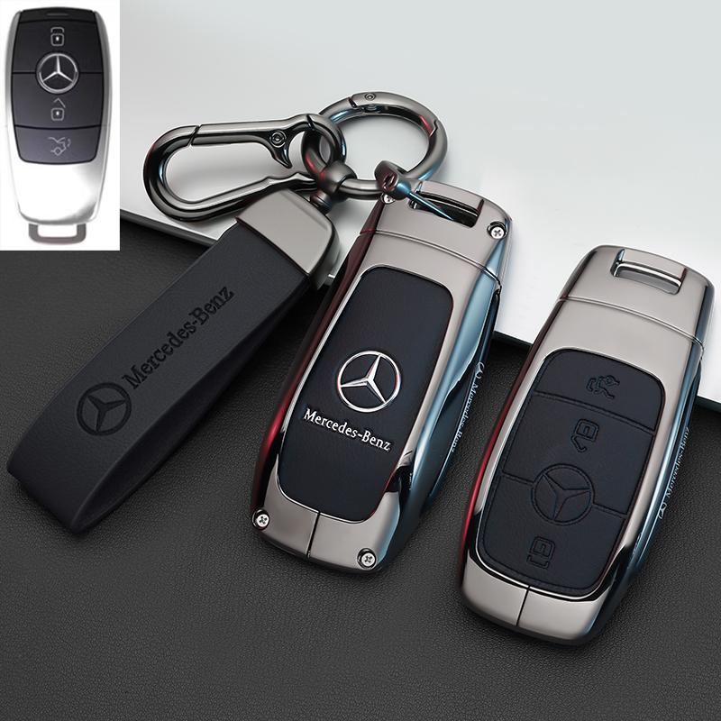SFX1 Zinc Alloy+Leather Car Key Case Cover for Mercedes Benz 2021 C /S Class W223 W206 S350L S400L S450L S500L Protector