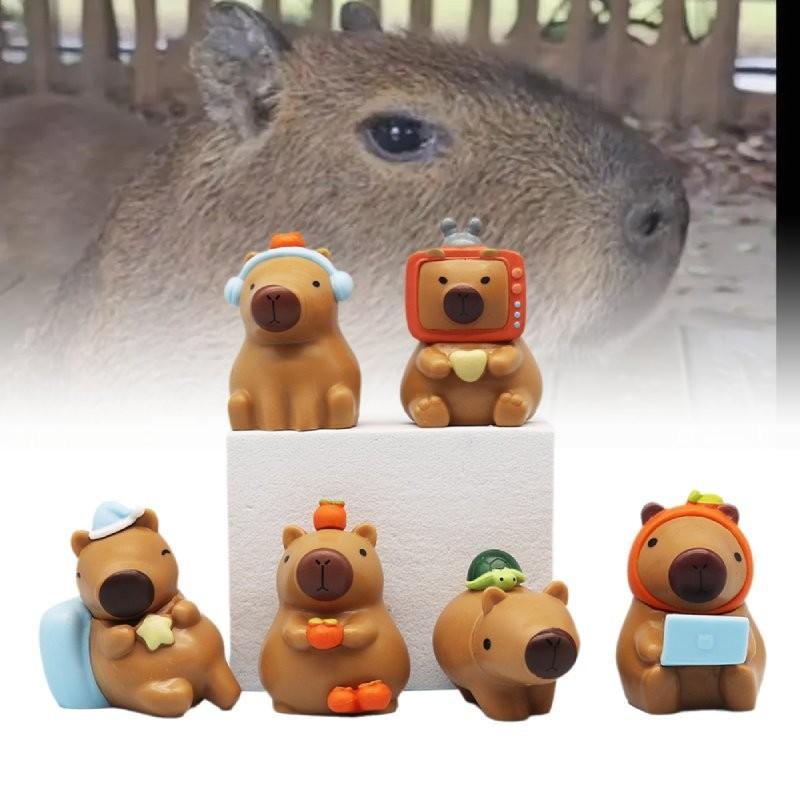 Adorable Capybara Figurine Cute Chubby Water Pig Creative Pvc Collectible Model Set