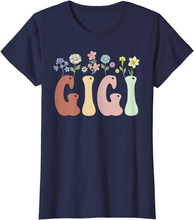 Grammy Gifts Women Wildflower Floral Design Grammy T-Shirt Women's Fashion Nana Gigi Grandma Tees Yaya Mimi Mother's Day Clothes