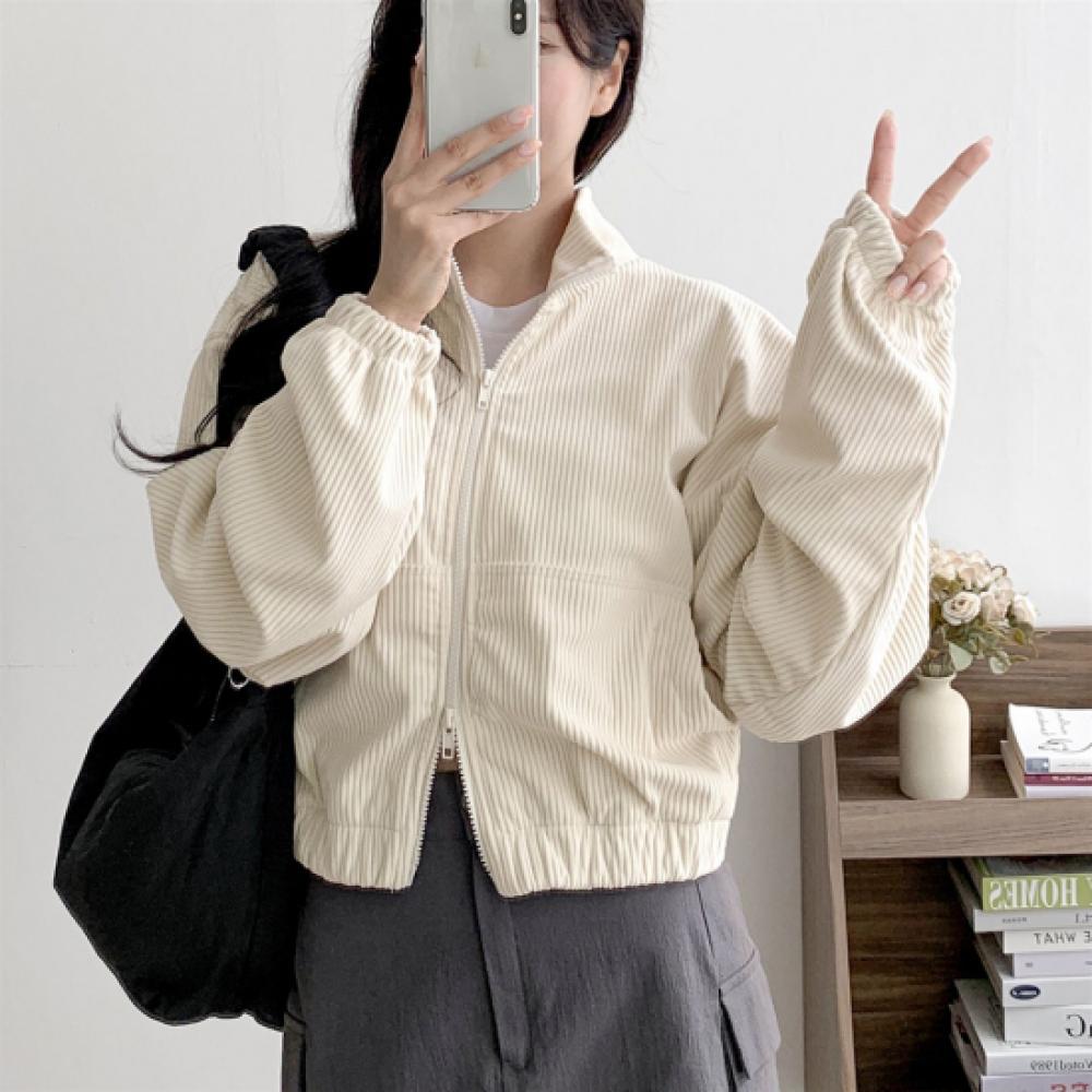 New Arrivals Open Run Women Autumn Work Jacket Pocket Double Zipper Collar Neck