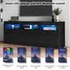 Mobile TV Alto Lucido 160*35*60cm con Illuminazione LED, 3 Scomparti Aperti, 2 Ante, 2 Cassetti, Controllo App Smart, per TV da 70 Pollici, Supporto TV Alto Lucido