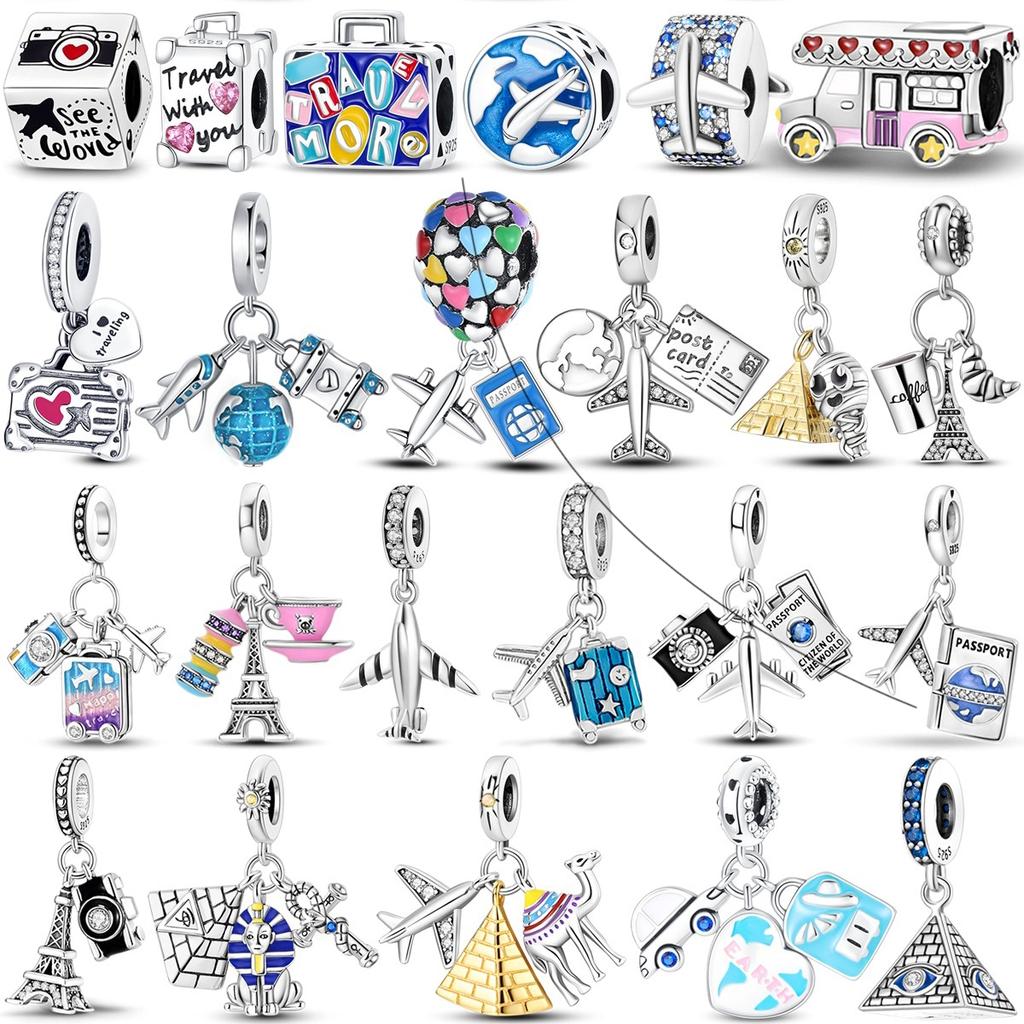 copper Travel Aircraft Charm Bead Charms Bead Charms Trunk Journey Pyramid Dangle Compatible With Authentic Pandora Bracelets Do It Yourself Gift Jewe