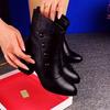 Winter New Women's Boots Fleece Thickened Waterproof Soft Leather Warm Boots Pointed High Heel Women's Short Boots Flower