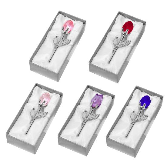 Clear Rose in Gift Box Artistic Flower Sculpture for Valentine's Day Elegant Home Office Decor And Romantic Gift