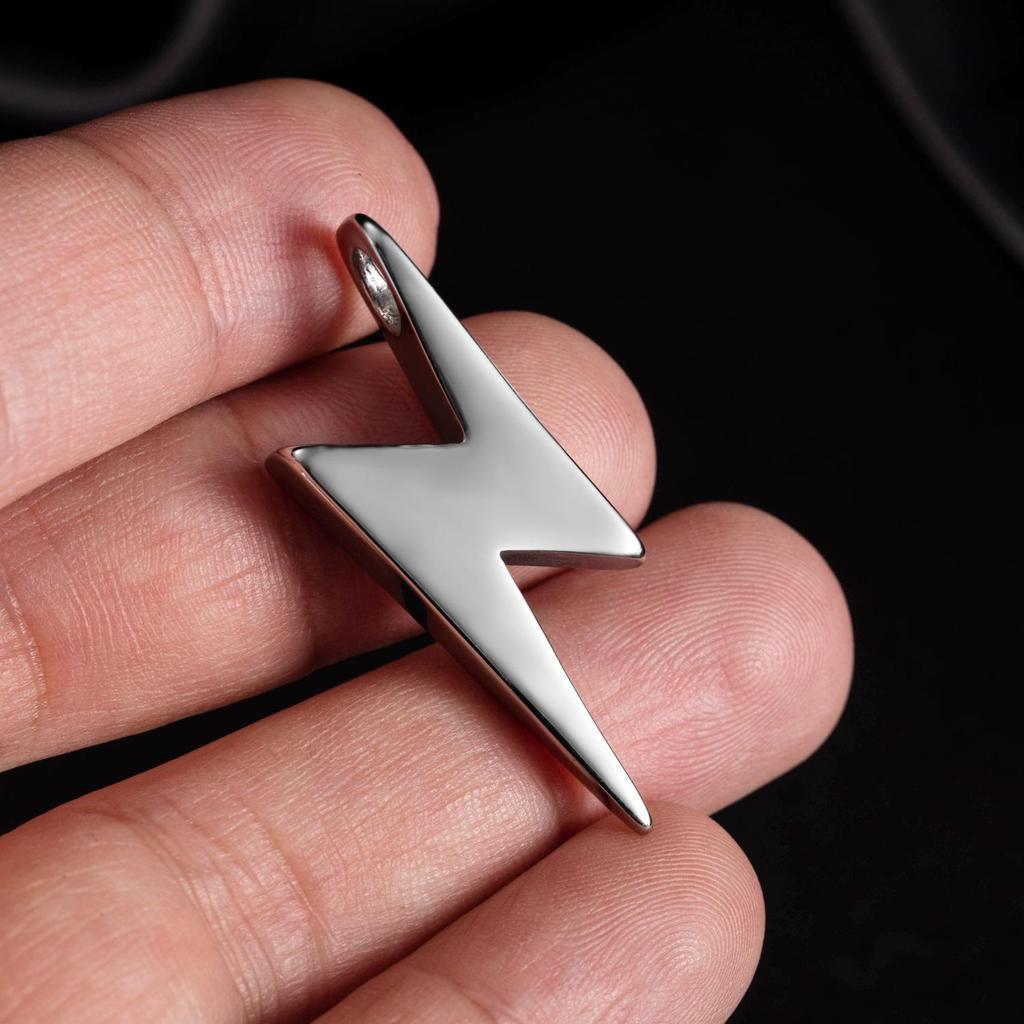 European American Street Style Titanium Lightning Pendant Necklace - Versatile Stainless Steel Trend.