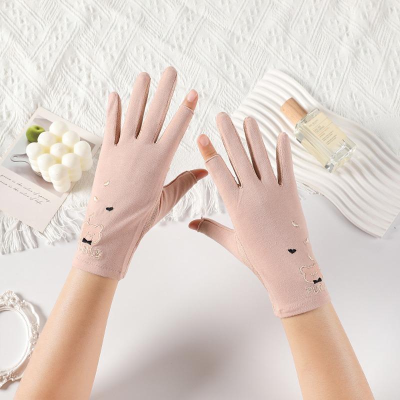 

Солнцезащитные перчатки, женские летние для вождения, езды на электромобиле, противоскользящие и с защитой от УФ-лучей, тонкие милые летние перчатки average size