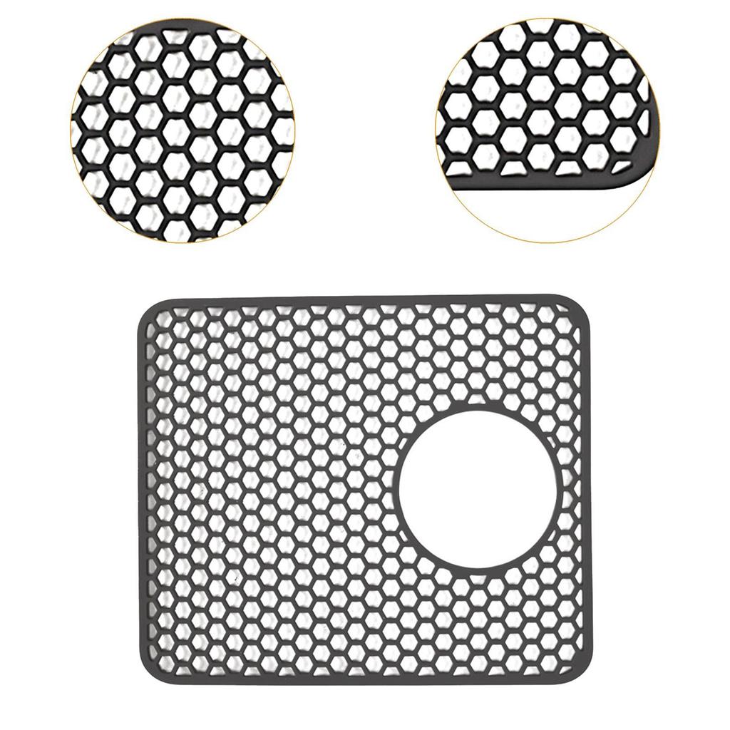 Silicone Sink Mat Dish Drying Mat with Center Hole Reusable Multipurpose Countertop Mat Dish Rack Mat for Pot Glasses Bowl