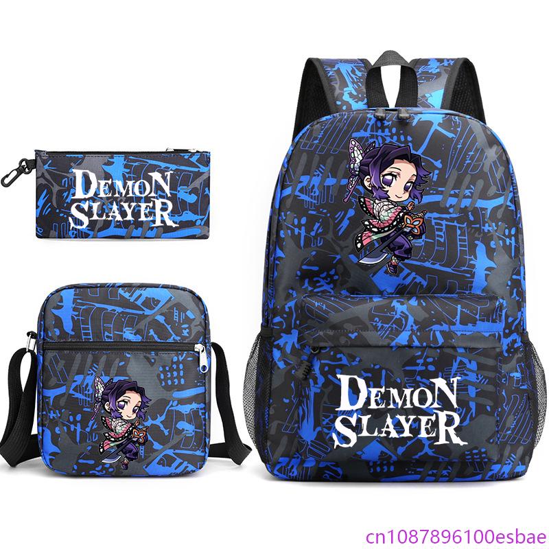 

Anime Kochou Shinobu Cartoon Printed 3-Piece Backpack Boys Girls School 3-Piece Backpack Shoulder Bag Pencil Bag