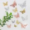 12pcs/Set Rose Gold Silver Hollow Three-Dimensional Butterfly 3D Wall Sticker Lllusory Color Simulation Decorative Butterfly Dec