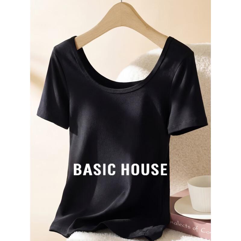 Basic House Women s U-Neck Cotton Short Sleeve T-Shirt 2XL