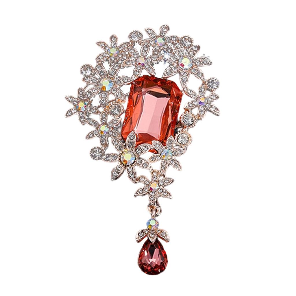 Elegant Floral Brooch for Women Vintage Inspired Alloy Crystals Embellished Accessory for Weddings Parties Daily Wear