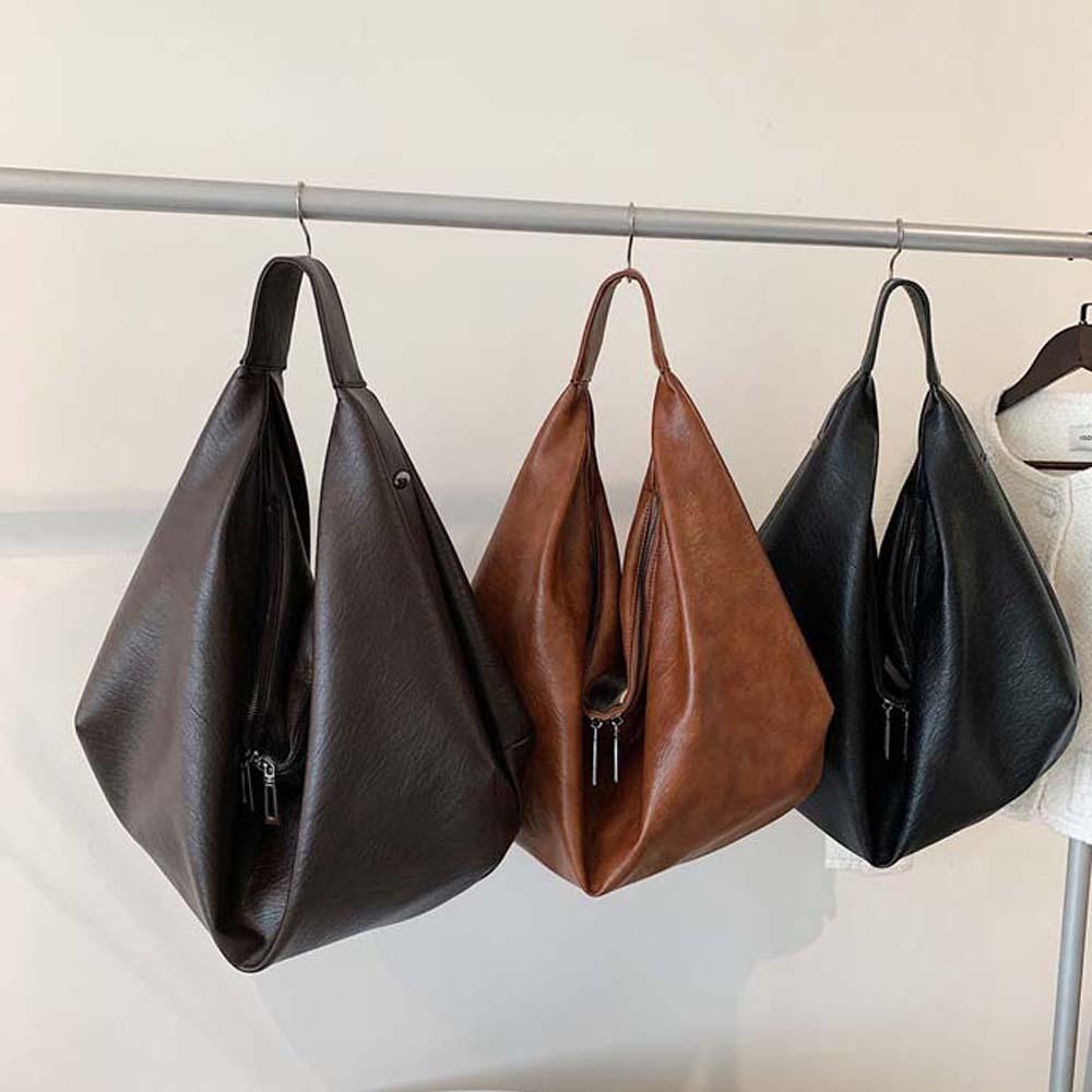 Retro PU Dumpling Bag Japanese Style Tote Bag Shoulder Bag Versatile Commuting Handbag  Shopping