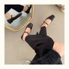 Fashion Retro Square Toe Shallow Mouth Silver Flat Shoes for Women 2025 New Spring Autumn Flat Mary Jane Shoes Ladies Plus Size 42 43 44