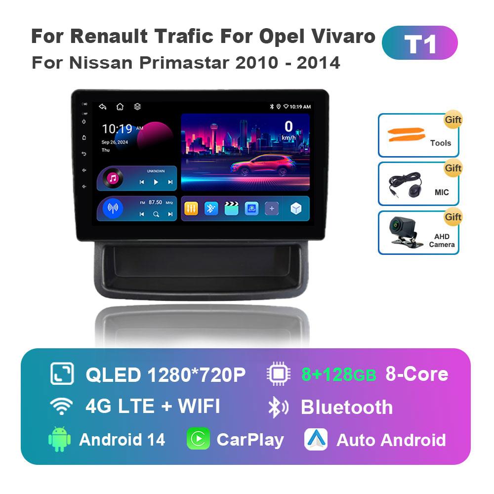 Car Radio Multimedia Player Android 14 for Renault Trafic For Opel Vivaro For Nissan Primastar 2010 - 2014 4G BT Split Screen