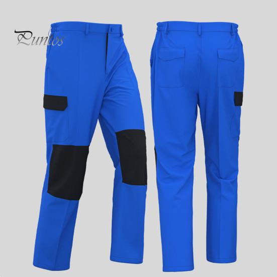Men Cargo Pants Elastic Waist Multi-Pocket Storage Work Pants Patchwork Color Wear-resistant Cargo Trousers