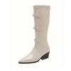 2026 Pointed High Heels Western Cowboy Fashion Boots Belt Buckle Knight Boots
