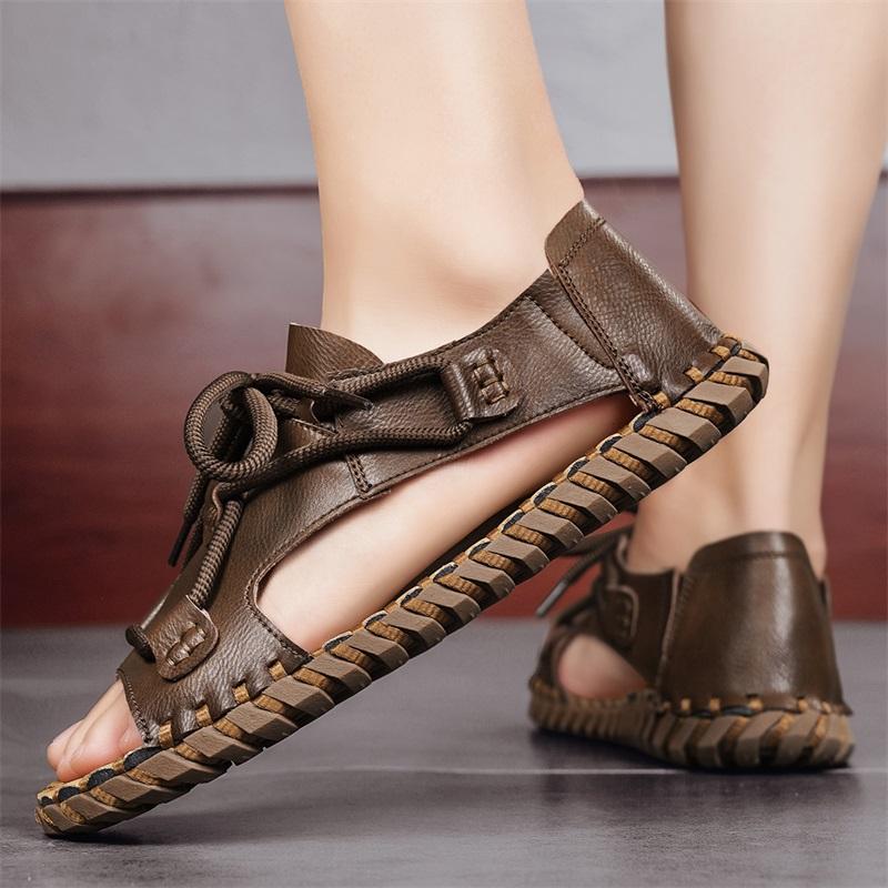 Fashion New handmade sandals Comfortable quality style Outdoor leisure streets and beaches Walking Classic black shoes Flat bottomed