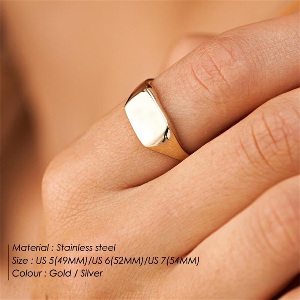 eManco Stainless Steel Punk Style Minimalist Round Ring Gold Plated Women's Rings for Parties and Festivals