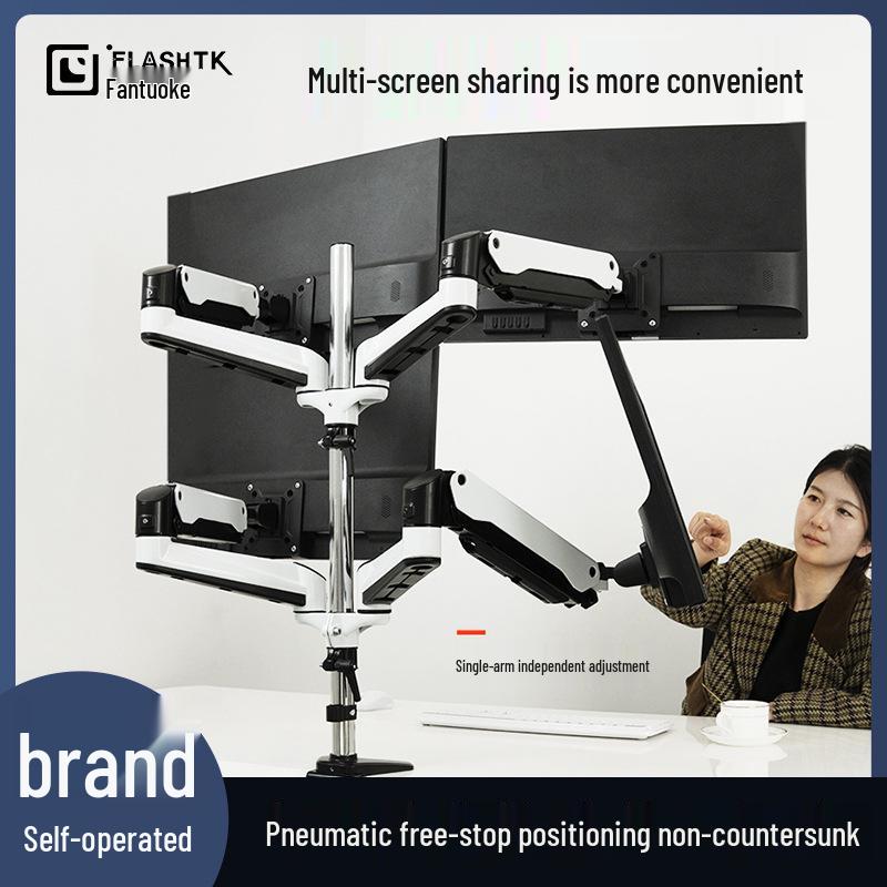 Dual Screen & Triple Screen Rotating Monitor Wall Mount with Lifting Pneumatic Arm
