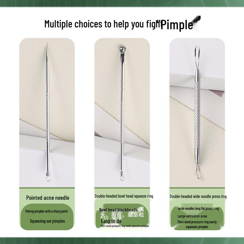 Stainless Steel Blackhead Needle & Tweezer Set for Pimples & Closed Comedones - Complete Acne Tool Kit