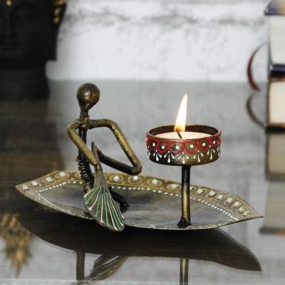Iron Boat Tealight Candle Holder Decorative Stand