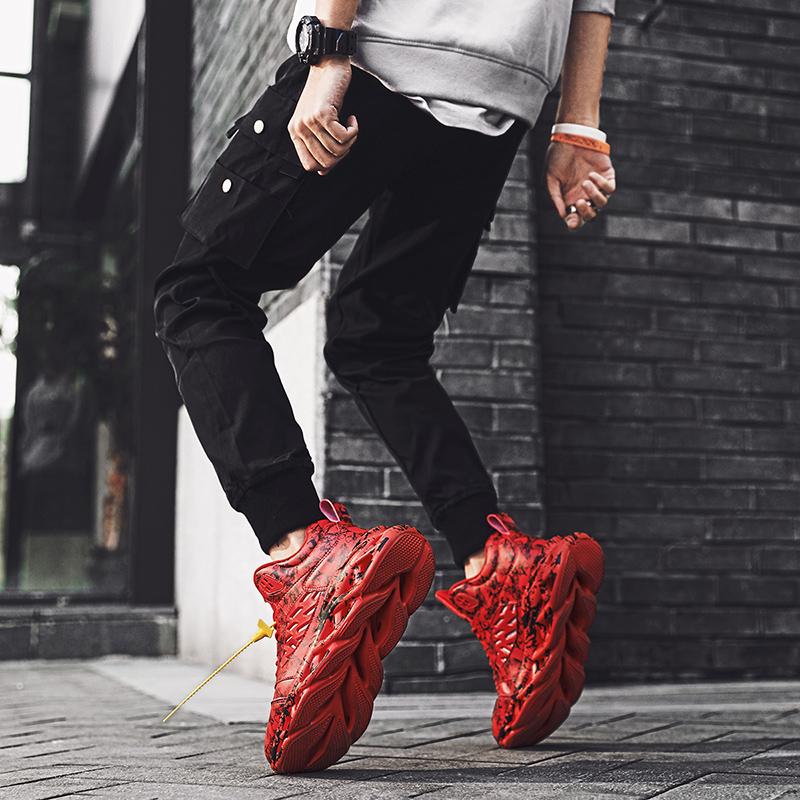 Scarpe da basket sportive da uomo, autunno e inverno, in pelle, antiscivolo, ultraleggere, graffiti, da uomo