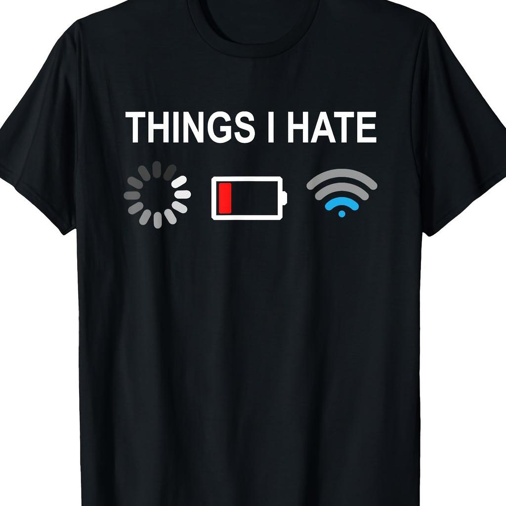 Ladezustand Niedriger Akku Wifi Frustration Grafik T-Shirt Kurzarm Lässig Baumwolle T-Shirt für Programmierer