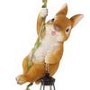 Solar Garden Rabbit Statue Resin Climbing Rabbit Holding A Solar Lantern Lighted Hanging Bunny