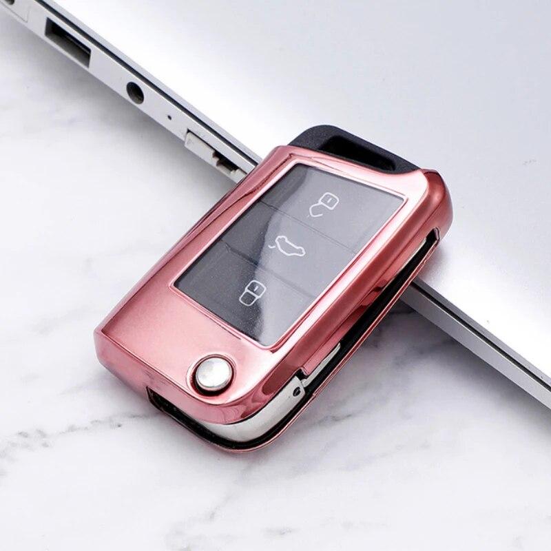Soft TPU Car Key Case Cover Shell for Volkswagen VW Golf 7 MK7 Tiguan Passat for Skoda Octavia Kodiaq Karoq Key Protector