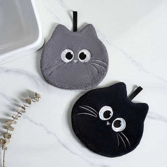 Cartoon Hand Towel Soft Absorbent Towel with Embroidered Eyes Kids Cute Hand Towel with Hanging Loop for Kitchen Bathroom