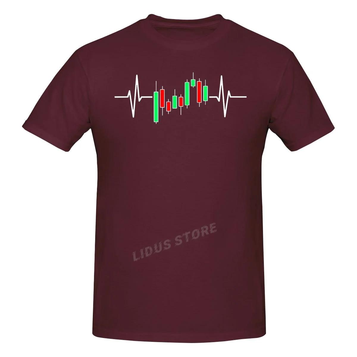 Funny Trader Heartbeat Pulse Stock Market Trading T Shirts Graphic Cotton Streetwear Short Sleeve Birthday Gifts Summer Tshirt S