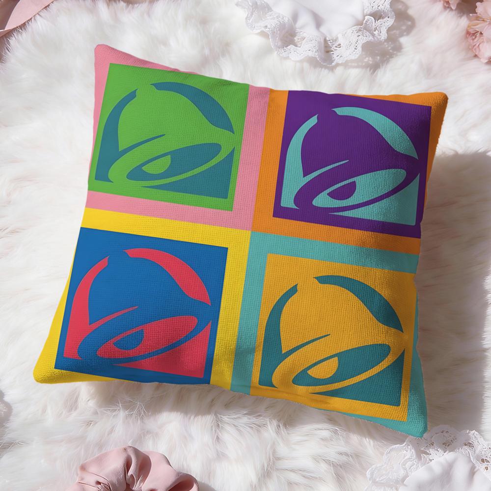 Mexican Flavor T-Taco Bell Cushion Cover Premium Comfort Reversible Pillow Cove -Two in One Design for Any Room & Car Interior