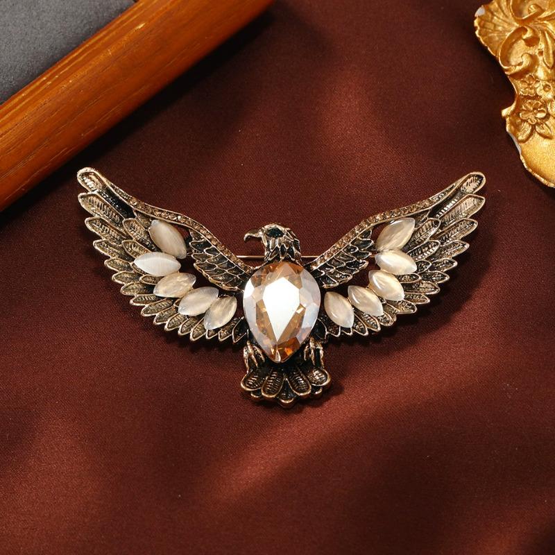 Rhinestone Eagle Pins for Women Unisex Shiny Glass Animal Brooches Office Party Friend Gifts Jewelry Accessories
