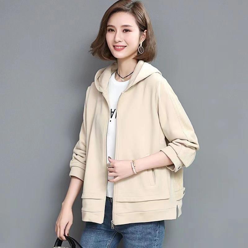 Spring Autumn Hooded Jacket Women's Loose Coat Fashion Korean Casual Cardigan Patchwork Short Outwear