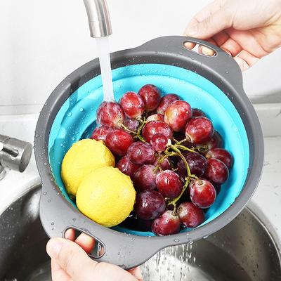 Panier de vidange pliable en silicone pour fruits et légumes, avec poignée