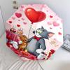 1pc Tom and Jerry pattern Umbrella Portable Folding Umbrella Iron Frame Hole Bone Structure Outdoor Home Umbrella