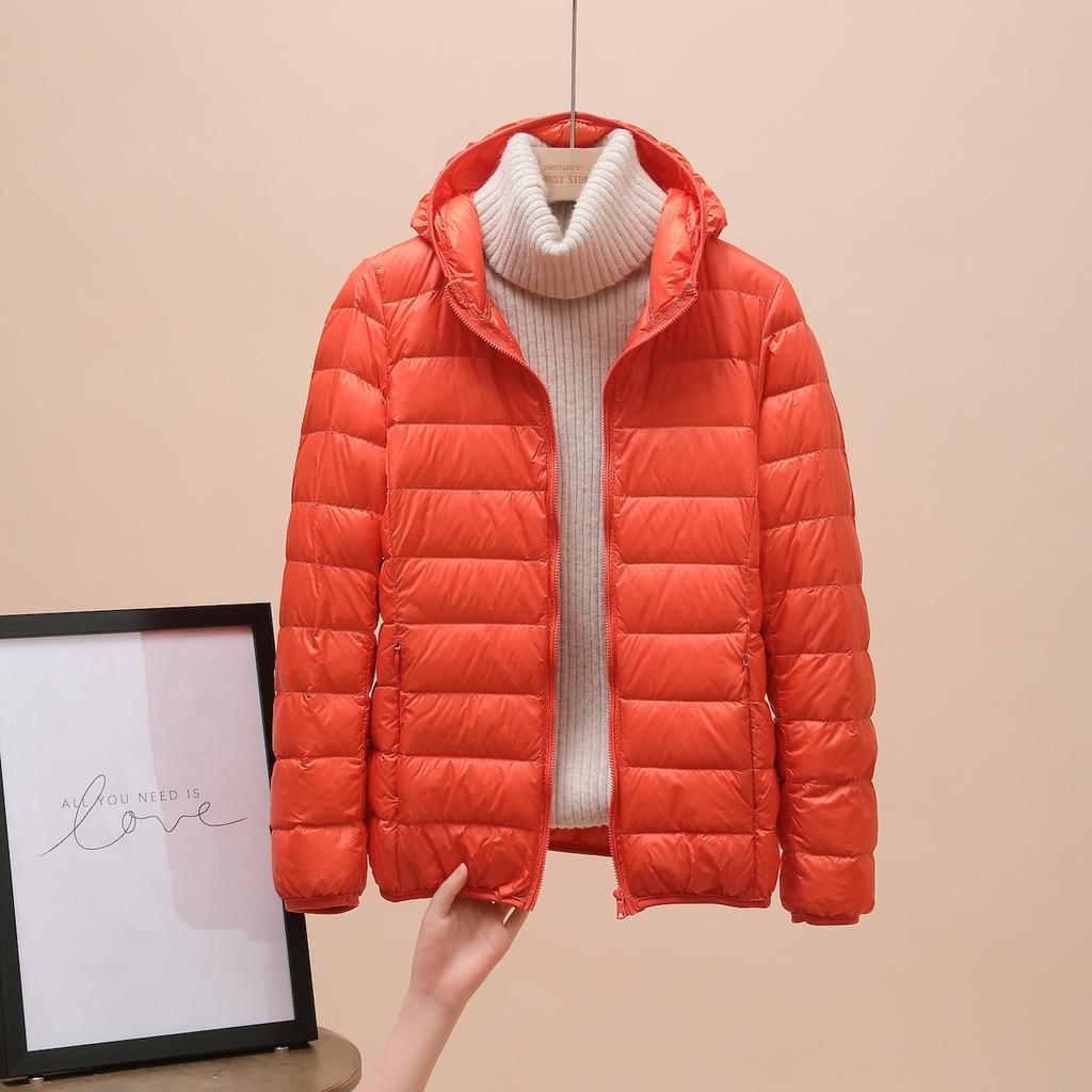 Down jacket women's new short light and thin thickened warm slim white duck down fashion coat