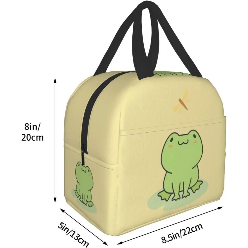 Kawaii Frosch und Libelle Isolierte Lunchbox Bento Box Wiederverwendbare Wasserdichte Lunchtasche mit Tasche für Reise Büro Picknick