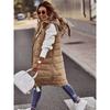 Order Two Size Up,Sleeveless Winter Jacket Women Midi Coats Down Vest Keep Warm Elegant Black Hooded Street Hipster Lady Cotton Overcoat